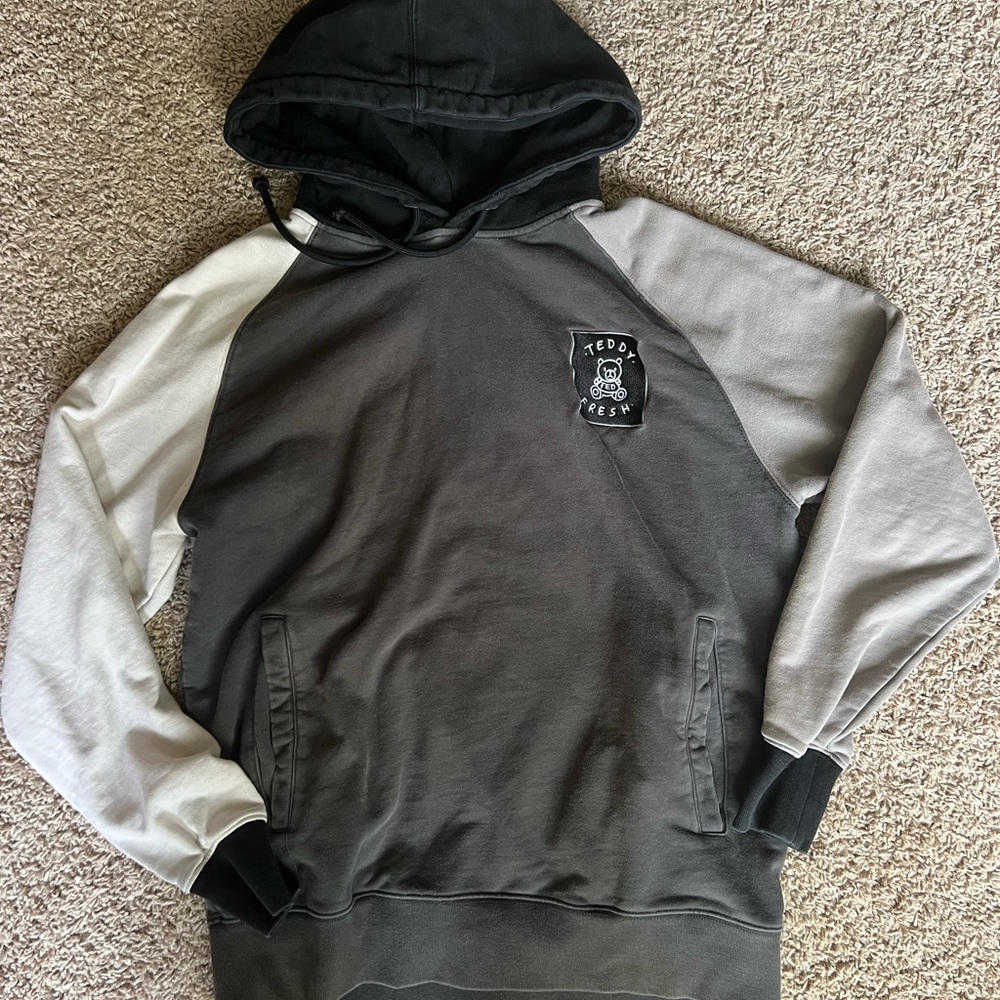 Teddy Fresh Gray Colorblock Hoodie - Color Block Hooded Sweatshirt